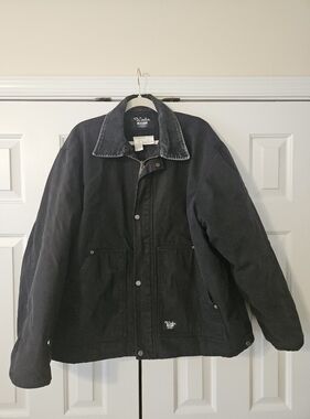 Walls Blizzard Pruf Work Jacket Mens XL Black Canvas Corduroy Collar.